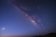 Milky Way and Meteor in Sahara Desert,