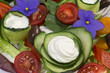 Вкусный греческий салат с сыром Фета и фиалками