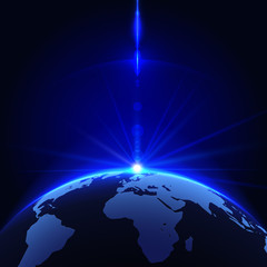 Wall Mural - rising sun over the earth planet with space background for your