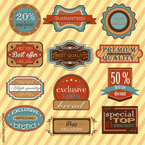 Fotografering Collection of vintage retro labels, badges and icons