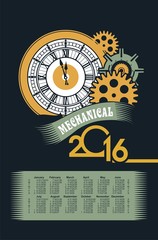 Wall Mural - Steampunk mechanism calendar 2016