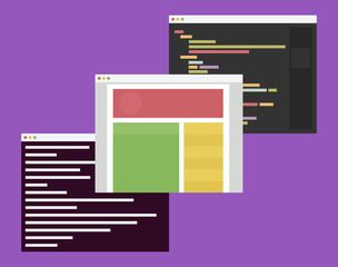 Wall Mural - flat design illustration of computer windows with web