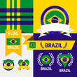 Set of Brazil flag, emblem and pattern background.

