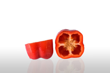  colorful paprika peppers on white background