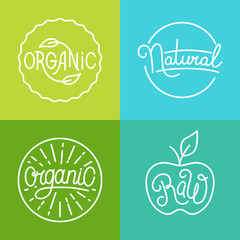 Wall Mural - Vector labels in trendy mono line style - premium quality organi