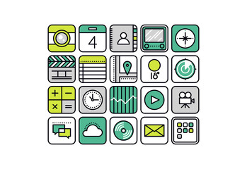 Leinwandbilder - Mobile apps line style icons