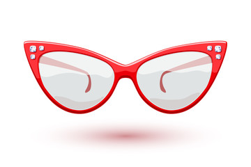 Poster - Cat eye red glasses illustration.