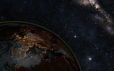 Poster - Planet earth at night with space background