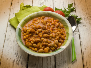 Poster - pasta with beans, traditional italian recipe