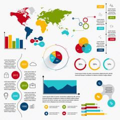 Wall Mural - business data market elements dot bar pie charts diagrams and gr