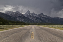 USA, Wyoming, Grand Teton National Park, Road To Mountains
