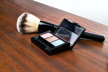 Makeup brush and eye shadows