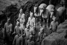China, Shaanxi, Xi'an, Lintong District, Terracotta Soldiers And Horses At Excavation Site