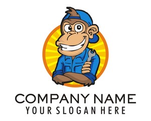 Wall Mural - mechanic monkey character logo image vector