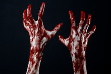 Bloody Hands In Black Background, Zombie, Demon, Maniac