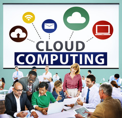 Wall Mural - Cloud Computing Online Internet Sharing Storage Concept