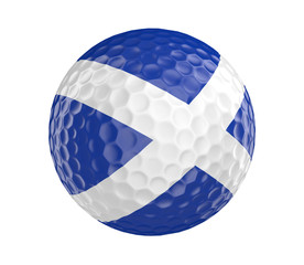 Wall Mural - Golf ball 3D render with flag of Scotland, isolated on white