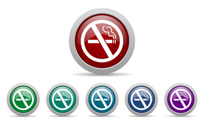 Poster - no smoking vector web icons set