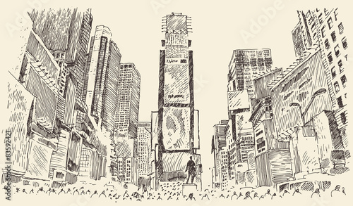 times-square-ulica-w-nowym-jorku-vintage-grafika