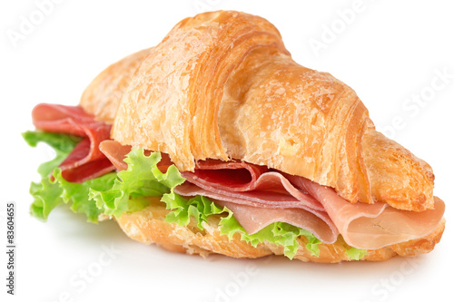 Fotografía croissant with parma ham and lettuce