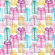 Gift seamless pattern. Seamless happy birthday colorful pattern. Texture with gift-box