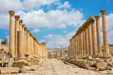 Fototapeta  - The Cardo Maximus street in Jerash ruins Jordan