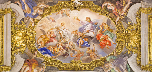 Rome - detail of fresco on ceiling of church Chiesa del Jesu 