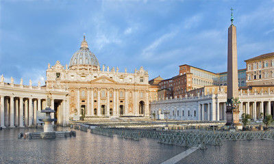 rome - st. peter's basilica and the square in the morning