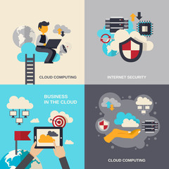 Wall Mural - Cloud Computing Flat Set