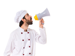 Chef shouting by megaphone