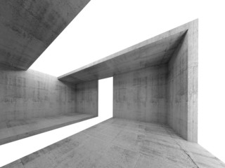 Concrete room interior with white opening 3d