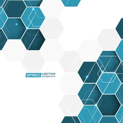 Wall Mural - abstract background with blue hexagonal vector pattern
