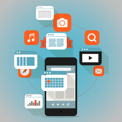 Aufkleber - Modern smartphone with different application icons