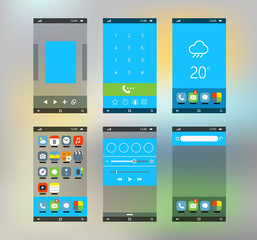 Aufkleber - Modern smartphone interface with flat material design screens