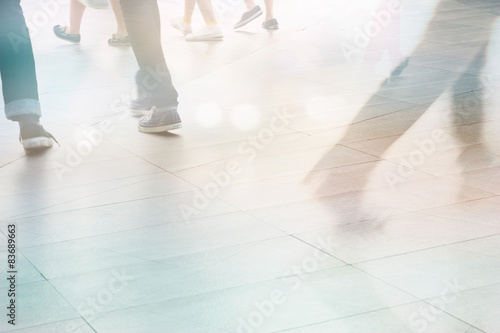 Fotografering abstract people street walk in the city, pastel soft and blur co