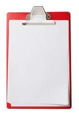 clipboard with blank sheets of paper isolated with clipping path