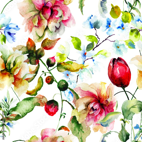 Cotton fabric Dekorative Wildblumen