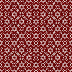 Wall Mural - Red and White Star of David Repeat Pattern Background