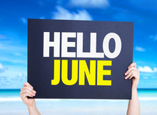 Hello June Card With Beach Background
