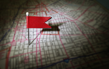 Wall Mural - red pin map