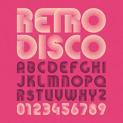 retro disco style alphabet and numbers