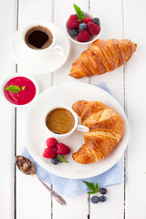 Wall Mural - Croissants and coffee for breakfast