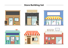 Store Front Vector Illustration Set