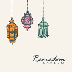 Wall Mural - Hand drawn arabic lanterns, Ramadan vector illustration