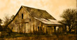 Old farm barn in sepia