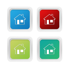 Wall Mural - set of squared colorful buttons with house symbol