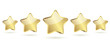 5 golden stars with shadow in a row