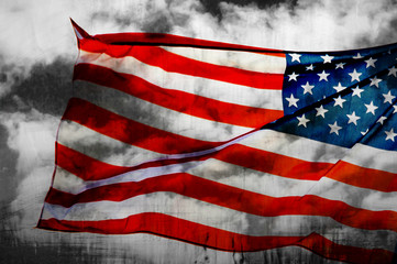 Abstract American flag waving on flagpole