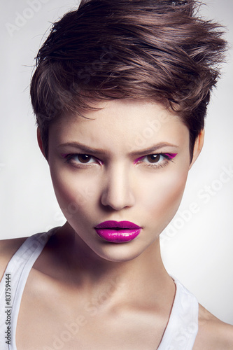 Fototapeta dla dzieci Portrait of beautiful girl with red lips.