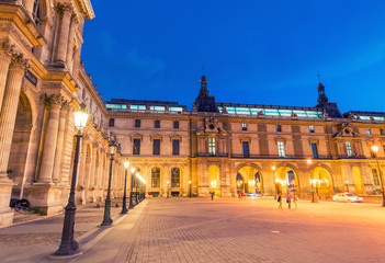 Poster - PARIS - CIRCA JUNE 2014: Louvre museum at twilight. Louvre museu